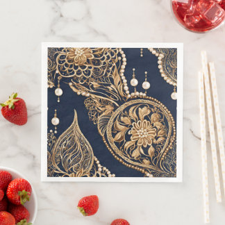 Gold and dark blue AI art  Napkin