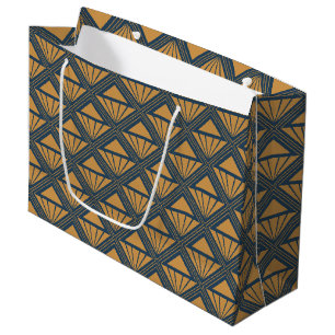 Gold and dark blue Art Deco design with rhombuses  Large Gift Bag
