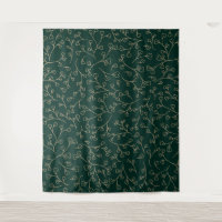 Gold and Dark Emerald Green Botanical Vine Pattern