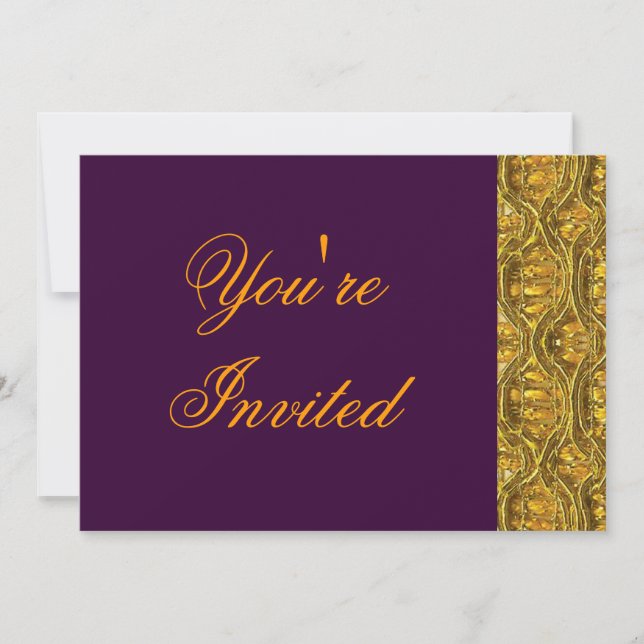 Gold and Deep Purple Party Invitation (Front)