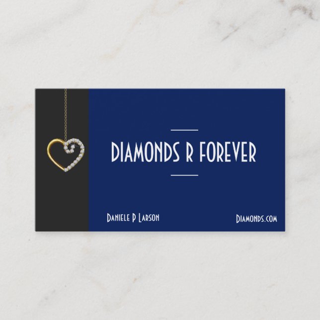 Gold and Diamond Heart Jewellery Business Card (Front)