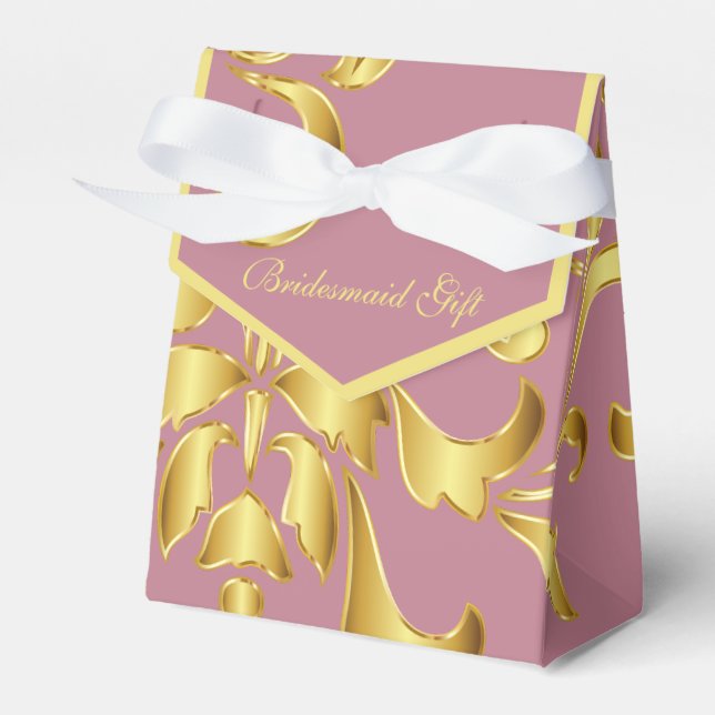 Gold and Dusty Rose Bridesmaid Gift Box (Front Side)
