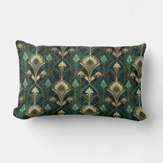 Gold and Emerald Green Accent Lumbar Cushion