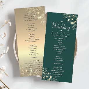 Gold and Emerald Green Wedding Program Programme
