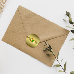 Gold and Emerald Jewel Wedding Classic Round Sticker