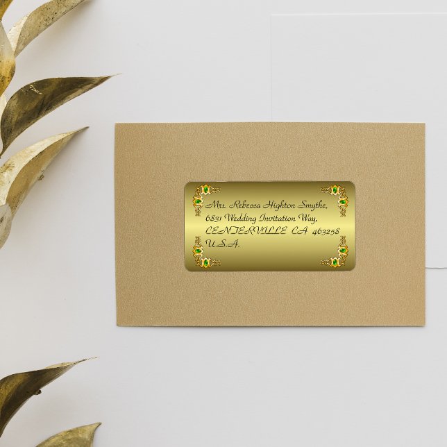 Gold and Emerald Jewel Wedding Label (Creator Uploaded)