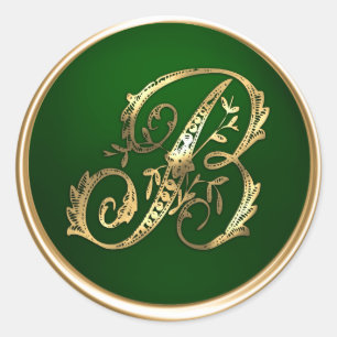 Gold and Emerald Monogram B Envelope Seal