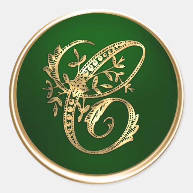 Gold and Emerald Monogram C Envelope Seal (Front)