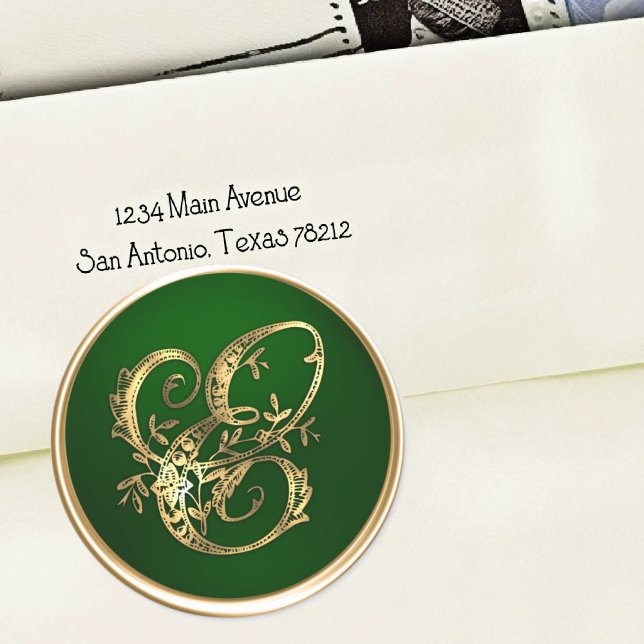 Gold and Emerald Monogram E Envelope Seal (Creator Uploaded)