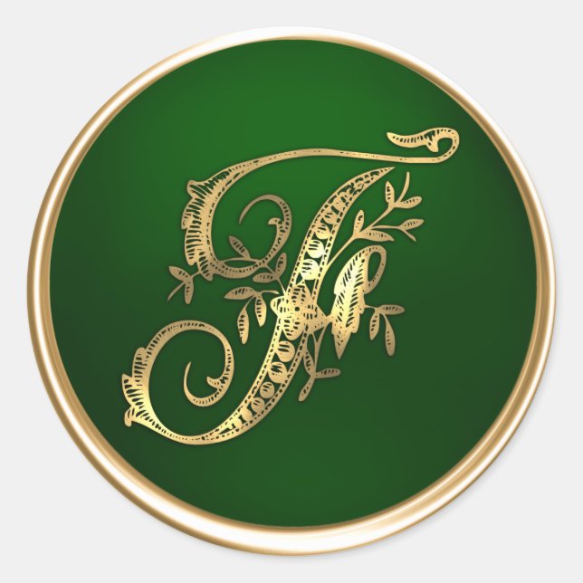 Gold and Emerald Monogram F Envelope Seal (Front)
