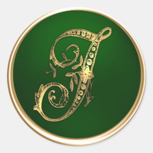 Gold and Emerald Monogram J Envelope Seal