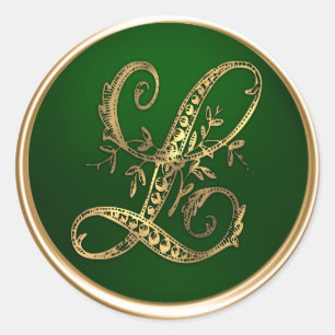 Gold and Emerald Monogram L Envelope Seal