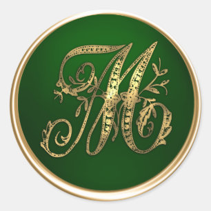 Gold and Emerald Monogram M Envelope Seal