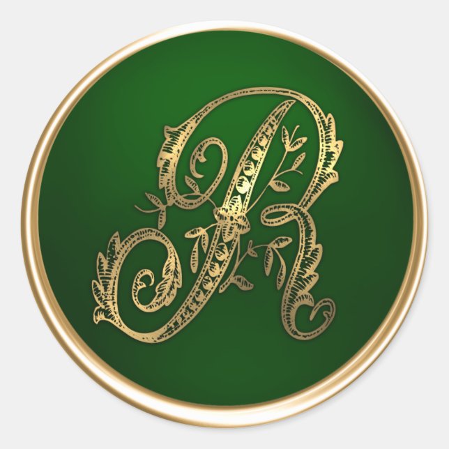 Gold and Emerald Monogram R Envelope Seal (Front)