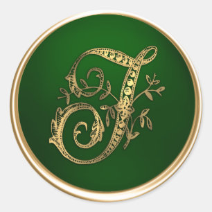 Gold and Emerald Monogram T Envelope Seal