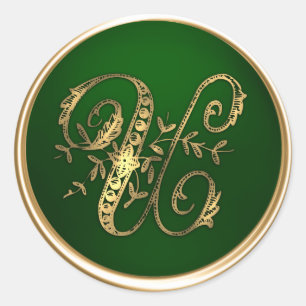 Gold and Emerald Monogram U Envelope Seal