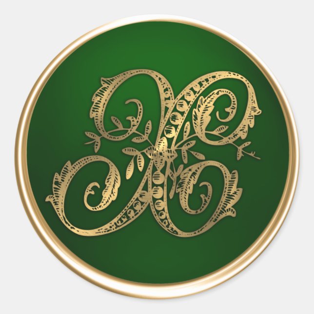 Gold and Emerald Monogram X Envelope Seal (Front)