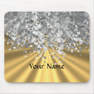 Gold and faux glitter personalised mouse pad