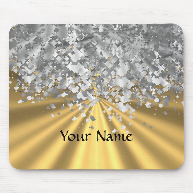 Gold and faux glitter personalised mouse pad (Front)