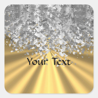 Gold and faux glitter personalised square sticker
