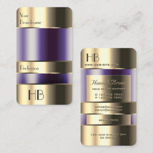 Gold and Glass Can Purple Liquids Monogram Quality Business Card