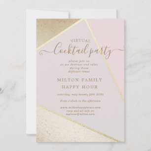 gold and glitter faux foil virtual cocktail party invitation