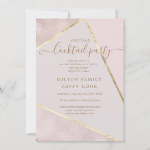gold and glitter faux foil virtual cocktail party invitation
