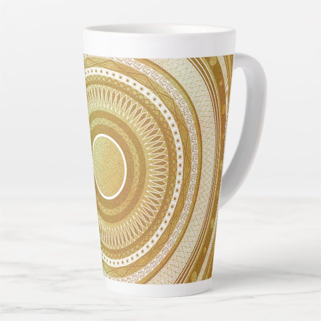 Gold and Glitter Mandala Latte Mug (Right Angle)