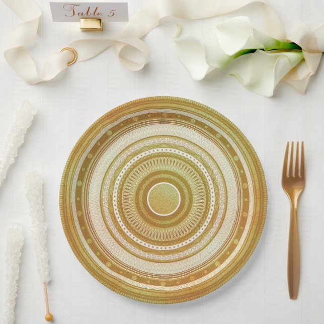 Gold and Glitter Mandala Paper Plate (Wedding)