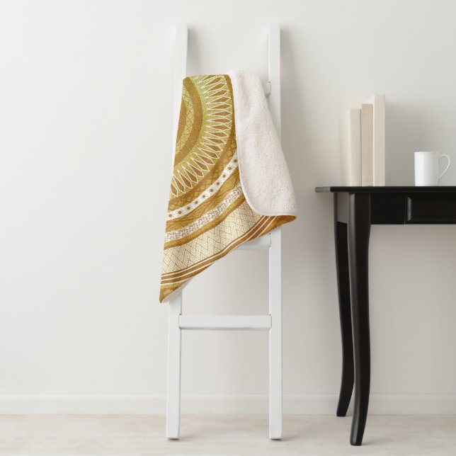Gold and Glitter Mandala Sherpa Blanket (In Situ)