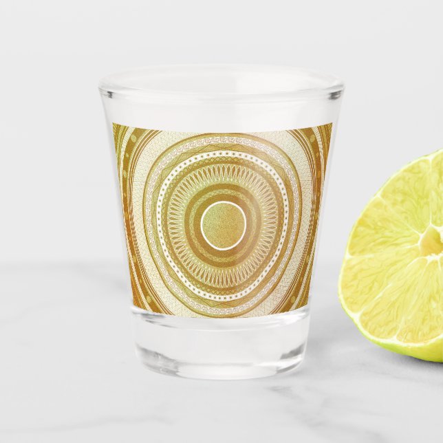 Gold and Glitter Mandala Shot Glass (Front)