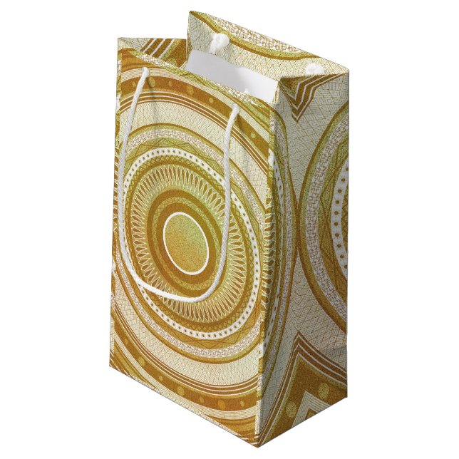 Gold and Glitter Mandala Small Gift Bag (Back Angled)