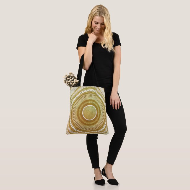 Gold and Glitter Mandala Tote Bag (On Model)