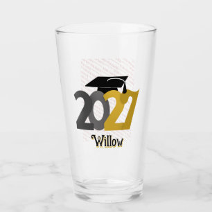 Gold and Gray Class of 2027 Photo Graduation Glass
