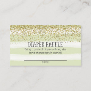 Gold and Green Baby Shower Diaper Raffle Tickets Enclosure Card