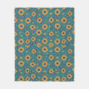 Gold and Green Blanket Floral Seamless Designs.