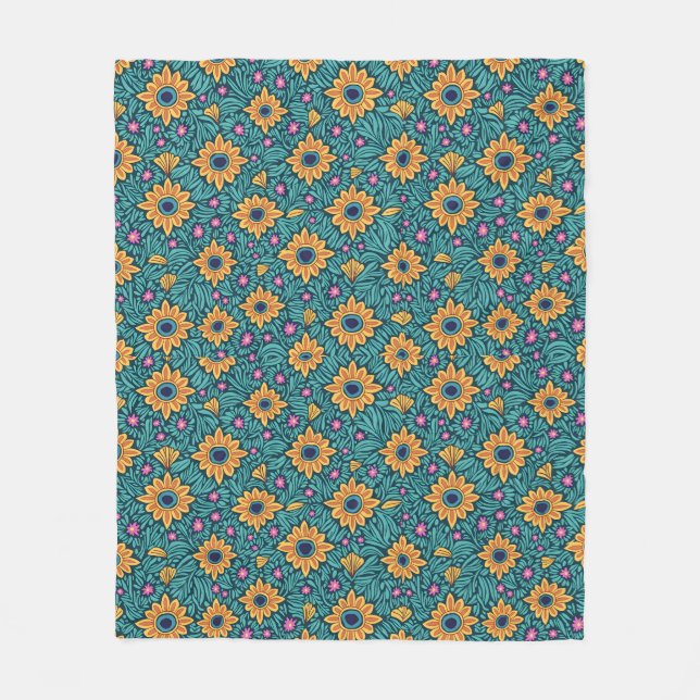 Gold and Green Blanket Floral Seamless Designs. (Front)