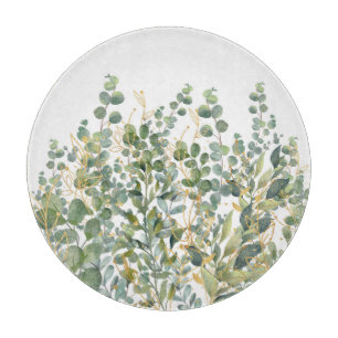 Gold And Green Botanical Eucalyptus Leaves Cutting Board