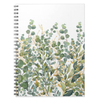 Gold And Green Botanical Eucalyptus Leaves Notebook