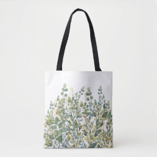 Gold And Green Botanical Eucalyptus Leaves Tote Bag