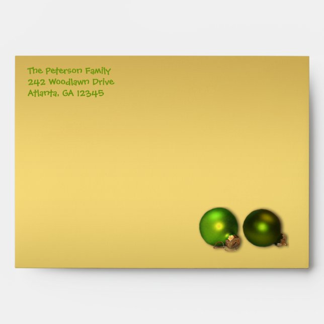 Gold and Green Christmas Envelope for 5"x7" Sizes (Front)