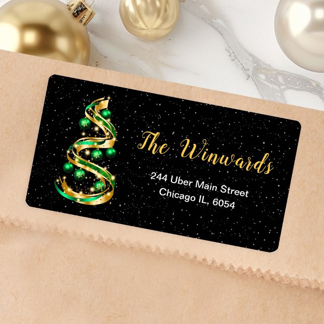 Gold and Green Christmas Ornament Label (Creator Uploaded)