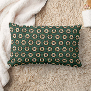 Gold and Green Christmas Pattern Lumbar Cushion