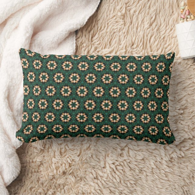 Gold and Green Christmas Pattern Lumbar Cushion (Blanket)