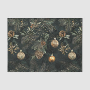 Gold and Green Dark and Moody Christmas Tissue Paper