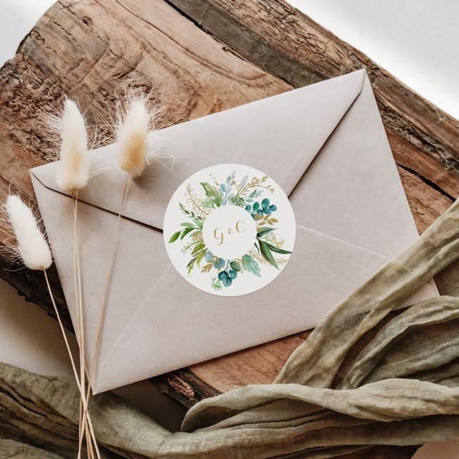 Gold and Green Eucalyptus Wedding Envelope Seals (Creator Uploaded)