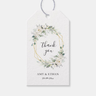 gold and green geometric floral bridal shower gift tags