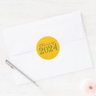 Gold and Green Graduation Envelope Seal Stickers