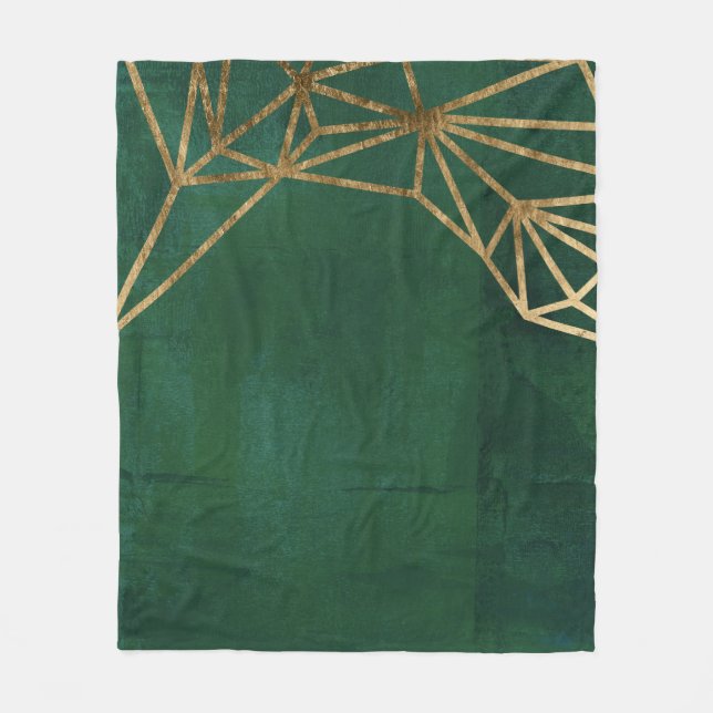 Gold and Green Jungle Web Fleece Blanket (Front)