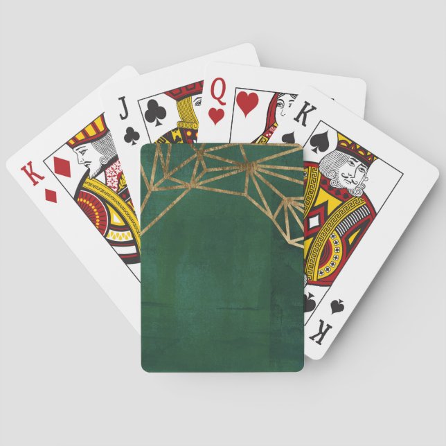 Gold and Green Jungle Web Playing Cards (Back)